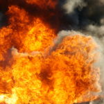 Fire explosion with smoke cloud Fire explosion with smoke cloud