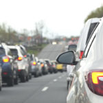 Traffic pileup as the result of a car accident Traffic pileup as the result of a car accident
