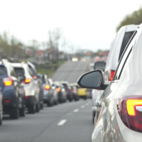 Traffic pileup as the result of a car accident