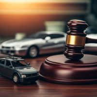 Legal Justice in Hobby and Leisure: Car Accident Insurance Court Case with Judge's Gavel and Copy Space