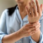 woman wrist arm pain long working. office syndrome healthcare and medicine concept