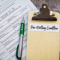 Pre-Existing Condition healthcare concept, flat lay Pre-Existing Condition healthcare concept, flat lay